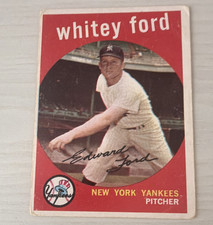 Topps 1959 Whitey Ford New York Yankees 430 Vintage Signed Baseball Card Topps 1959 Whitey Ford New York Yankees 430 Vintage Signed Baseball Card