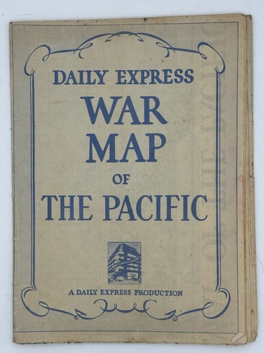 1941 WWII Daily Express War Map of the Pacific - Folding Map Original