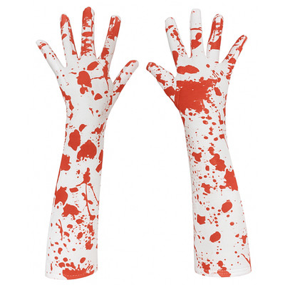 Kostüm lange Handschuhe blutig gruselig Outfit Splatter weiß rot Halloween Erwachsene