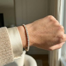 Certified Natural Diamond Tennis Bracelet For Best friend Solid 14k Yellow Gold