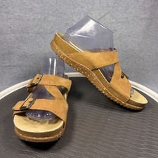 Dansko Dayna Sandals Womens 41 Suede Cork Footbed Vibram Brown Comfort