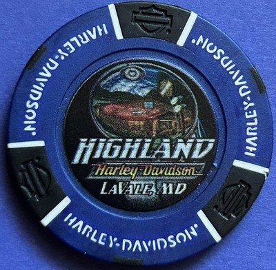 Harley Davidson Full Color Poker Chip Highland HD in LaVale, Maryland  20th Aniv