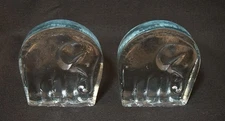 Vintage MidCentury Modern Blenko Blown Glass Elephant Bookends Joel Myers Design