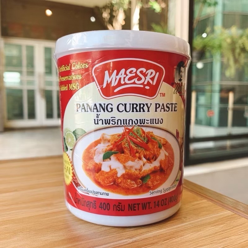 Pasta de Curry Maesri Thai Panang 14 OZ/400 g Vegano Sin Gluten Sabor Auténtico
