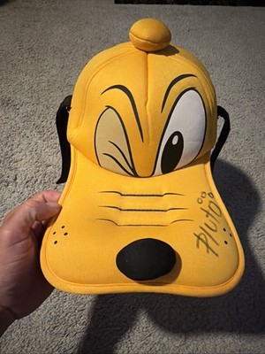 vtg DISNEY PARKS PLUTO ADULT HAT 3D FLOPPY EARS WINKING EYE PADDED BRIM NOSE