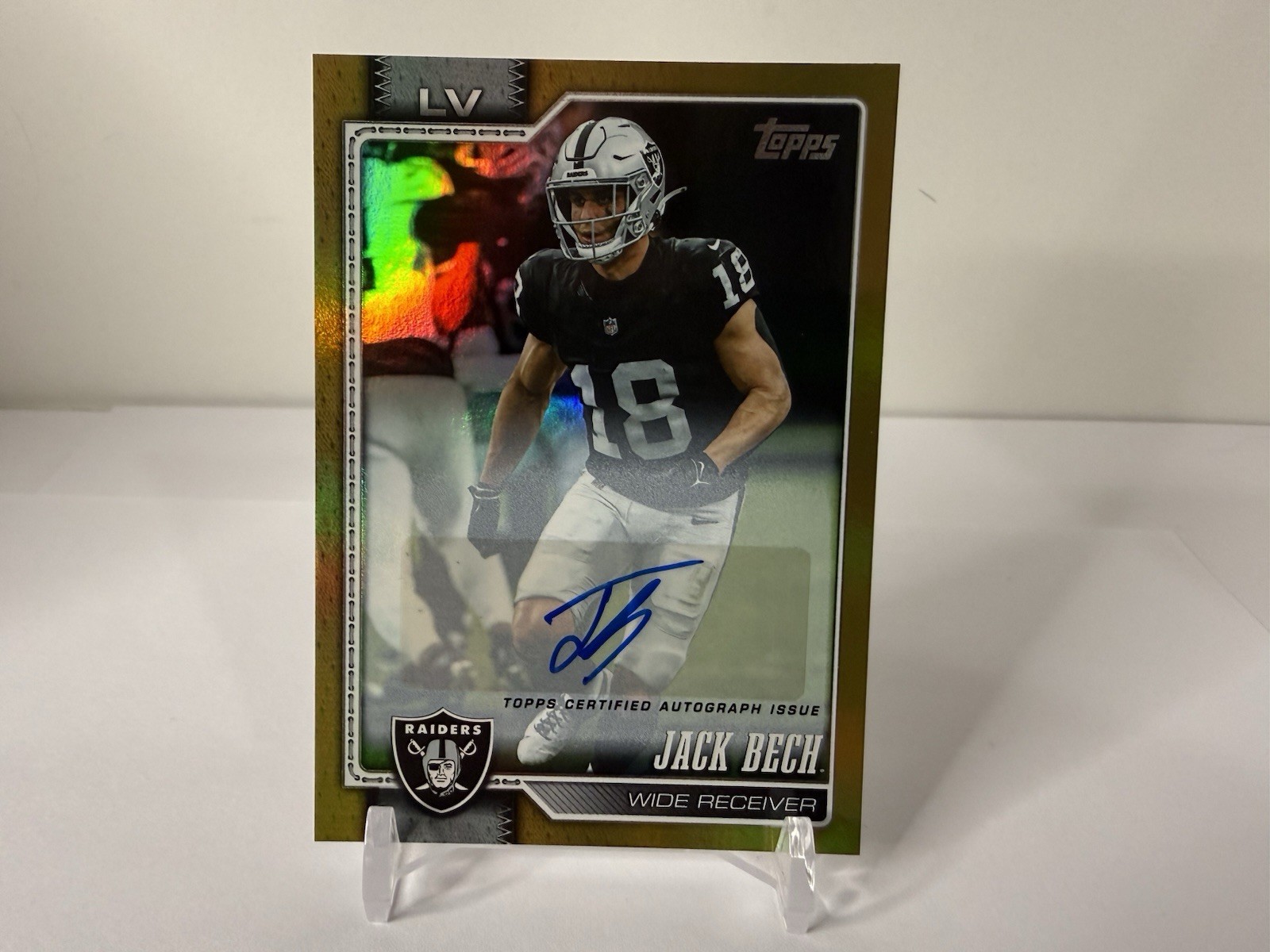 2026 Topps Flagship Jack Bech Gold Foil Auto 18/50 1/1 Jersey Number RAIDERS