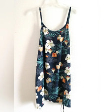 Blue Sky Hawaiian Floral Mini Dress Sleeveless Size Medium, Chest 34"