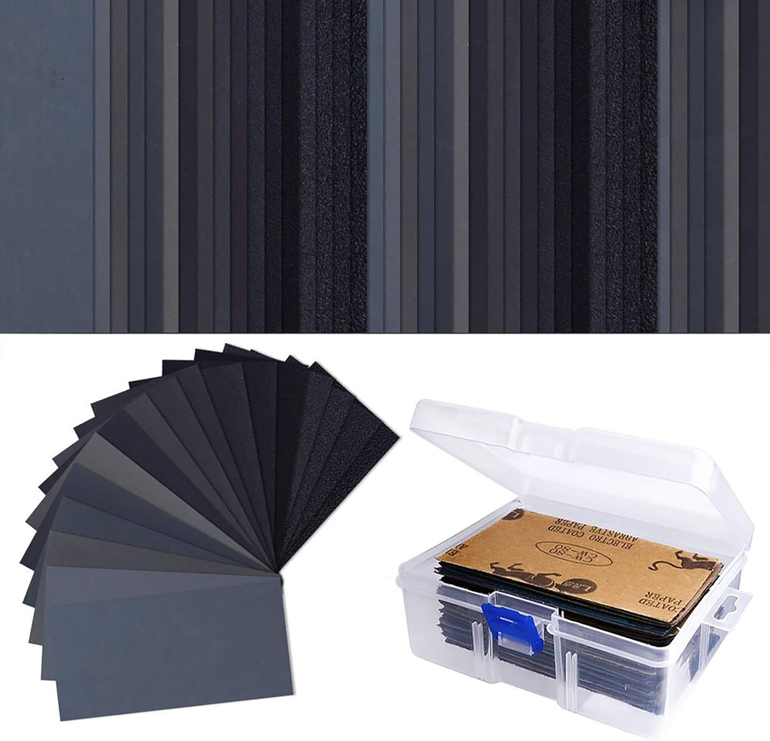 Sandpaper Assorted Wet/Dry, 102 Pieces 60 to 3000 Grit Sandpaper Assortment, 3 X