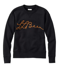 L.L.Bean Signature Camp Crewneck French Terry Sweatshirt Black womens S NEW