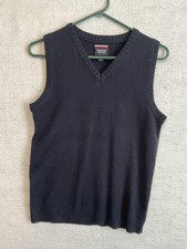 French Toast Sweater Vest Kids 14-16 Navy Blue V Neck School Uniform Knit