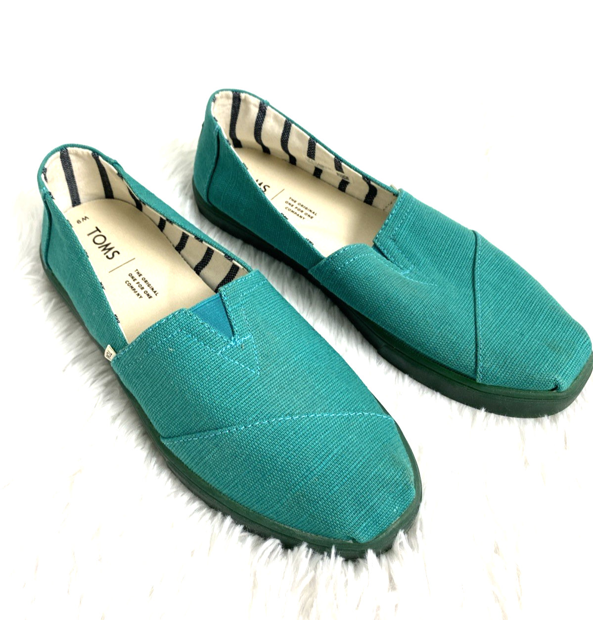 SAOLA TOMS scarpa piatta suola gomma donna taglia 9 verde Lake Heritage verde acqua slip on