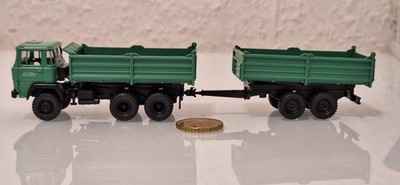 L253 Roco 1:87 H0 Magirus Deutz Kipper Kipphängerzug Schwarz Bau Hängerzug