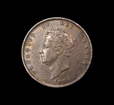 GEORGE IV 1826 SILVER BARE HEAD SHILLING