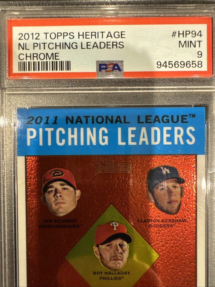 2012 Topps Heritage - Chrome League Leaders Clayton Kershaw, Zack Greinke PSA 9 - Image 2 of 4