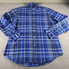 Polo Ralph Lauren Shirt Mens Large Blue Plaid Classic Button Down Long Sleeve
