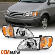 For 2001-2003 Toyota Sienna Headlight W Corner Lamp Chrome Driver - Passenger For 2001-2003 Toyota Sienna Headlight W Corner Lamp Chrome Driver - Passenger