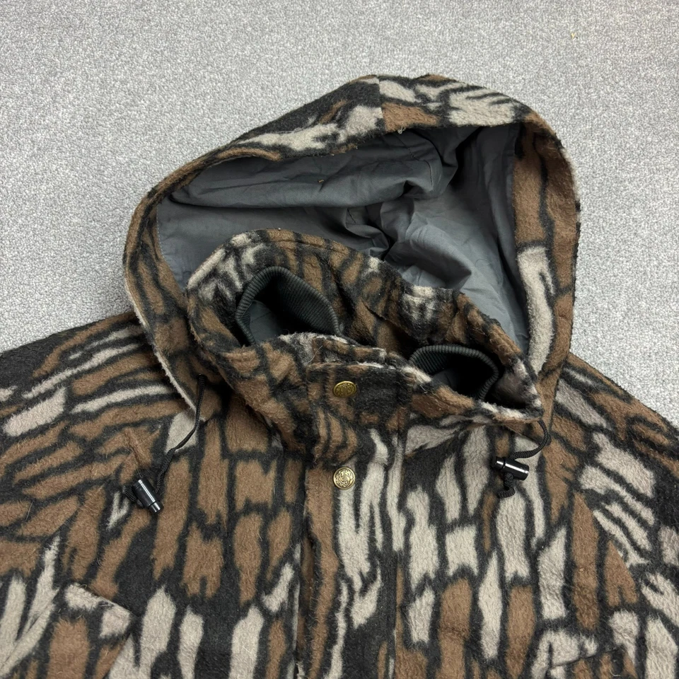 Chaqueta RealTree Adulto Grande Marrón Ropa de Trabajo Camuflaje Caza Capucha Vellón EE. UU. Hombres Foto 3 de 4