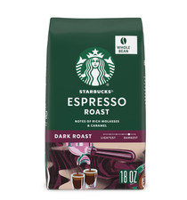 Starbucks Espresso Roast, Whole Coffee Beans, Dark Roast Hot or Iced Coffee, 18