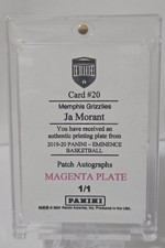 2019 Eminence Ja Morant RC Patch Auto Magenta Printing Plate #20 1/1 Grizzlies