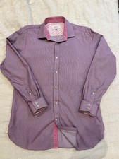Ted Baker Endurance Mens Shirt 16 32/33 Pink Purple Micro Print Long Sleeve