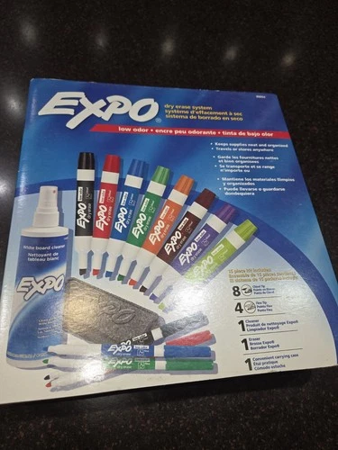 EXPO Low-Odor Dry Erase Chisel & Fine Tip Markers Eraser & Cleaner Set 80054 NEW