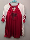 Atlanta Falcons Shirt Womens 2XL Red White NFL Football Majestic Lace Up Jersey