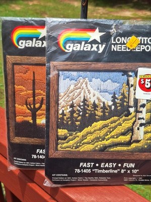 Lot Of 2 Unopened Vtg 1984 Southwestern Longstitch Needlepoint Kits By Galaxy