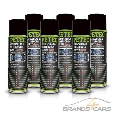 PETEC 6x 500ml STEINSCHLAG UNTERBODENSCHUTZ SCHWARZ ÜBERLACKIERBAR KAUTSCHUK #