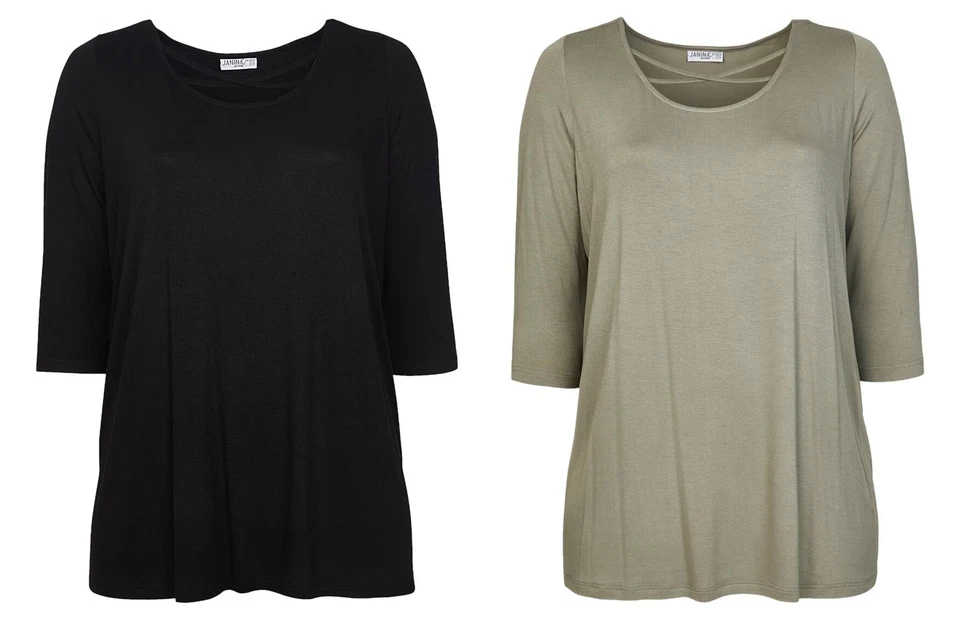 Damen T-Shirt Shirt Bluse mit 3/4-Arm - Gr. 44/46 48/50 52/54 56/58 - D2 - Bild 1 von 1