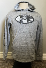 Under Armour Men's Size Medium Gray Heather Rival Terry Big Logo Hoodie NWT 