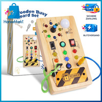 Busy Board Montessori Motorikspielzeug Holzspielzeug Ab 1 Jahr Mit Led-Leuchten