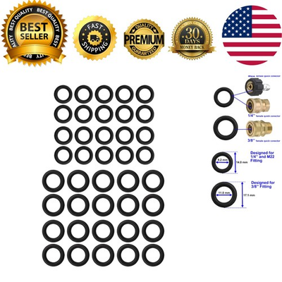 #ad Resistant 40 Pack O Rings for Pressure Washer Fits 1 4 and 3 8 Inch Hoses $12.34