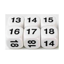 Koplow Dice d6 Math Numbers (13 through 18) (6) New