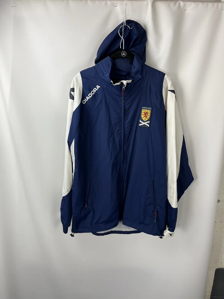 ESCOCIA Diadora M Chaqueta Pista Azul Blanco Entrenamiento Fútbol Sudadera con Capucha Fútbol Cremallera Foto 4 de 4