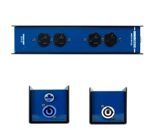 Power Drop Box PowerCon Pass Thu Inputs to 4 Female Edison AC 3Prong