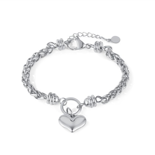 Classic French-Style Luxury Heart-Shaped Women's Stainless Steel Bracelet - Picture 2 of 15