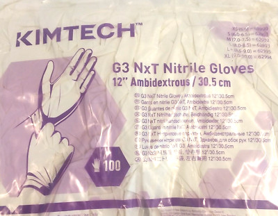 Kimtech G3 NXT Nitrile Gloves 62994 Smooth Ambidextrous White 12'' XL 100/Bag New