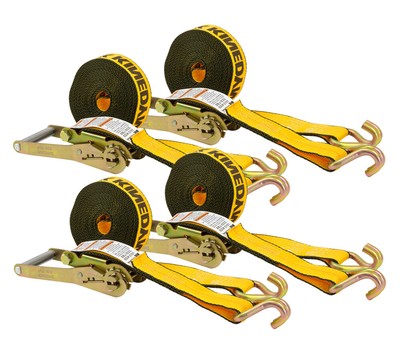 (4 Pack) Kinedyne 2'' x 30' Yellow Ratchet Strap w/ Wire Hook