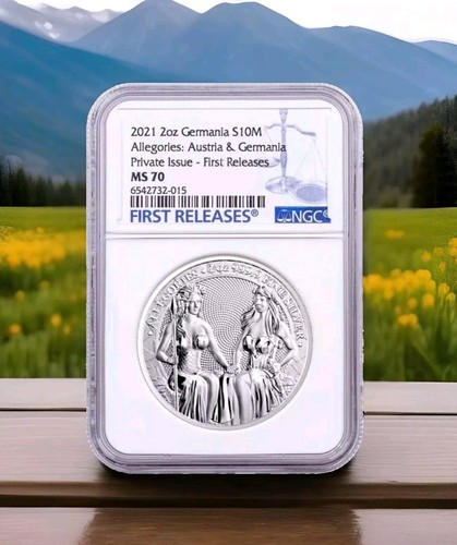 2021 Germania Mint & Austria 2 oz Silber 10 Mark NGC MS70 - (1 of 2500) FREE SH - Bild 4 von 11