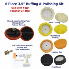 Mini Buffing and Polishing Kit For Your Polisher with Drill Adapter – 3.5”
