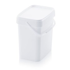 Eimer rechteckig 10,3 Liter, mit Deckel, Kunststoffbügel, weiß, 28,6 x 19,8 x 27