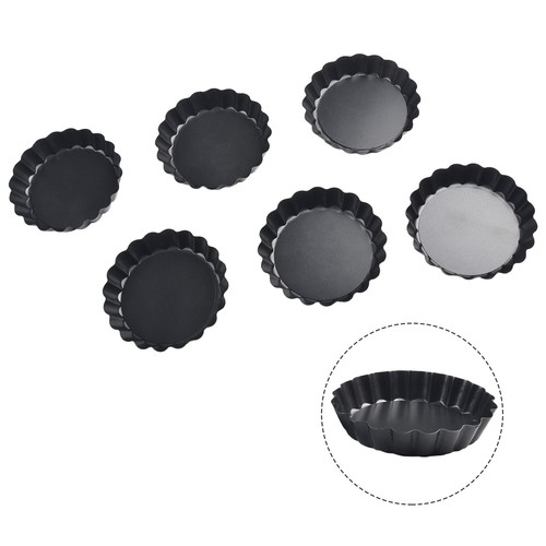 6Stk 4in Antihaft Runde Karbonstahl Pie Ofen Backform Tortenform Quiche Pfanne - Bild 10 von 24