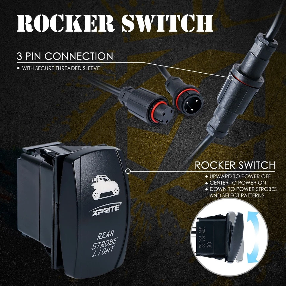 RYWBR 30" LED Rear Chase Light Bar ATV UTV Polaris RZR w/ Running Brake Reverse - Image 3 of 4