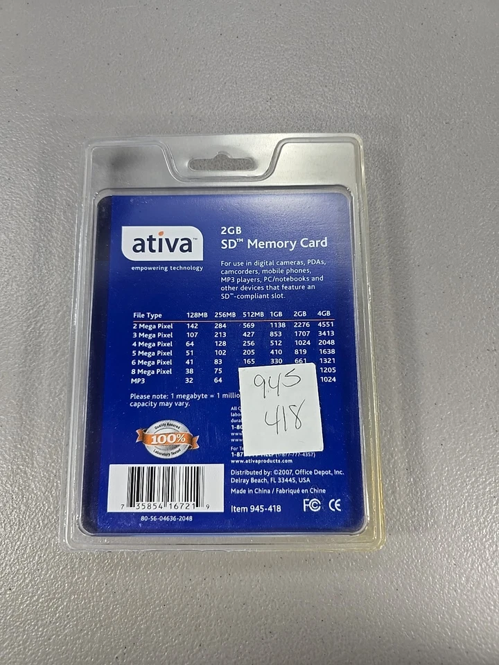 Ativa 2GB SD Camera Memory Card New & Unopened - Image 2 of 2