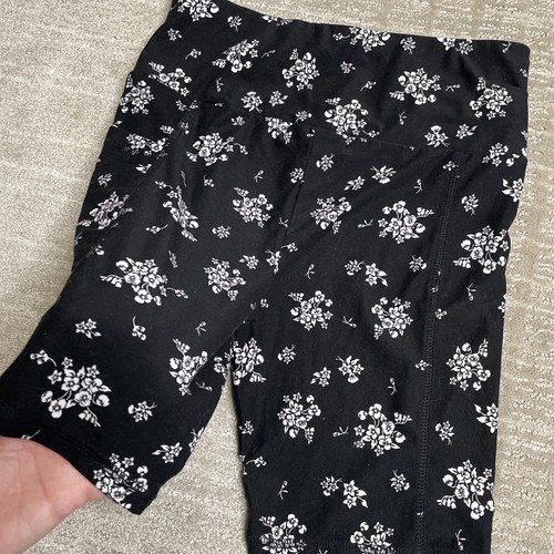 No Comment Black Biker Shorts White Floral Design Size S W Pocket - Picture 4 of 6
