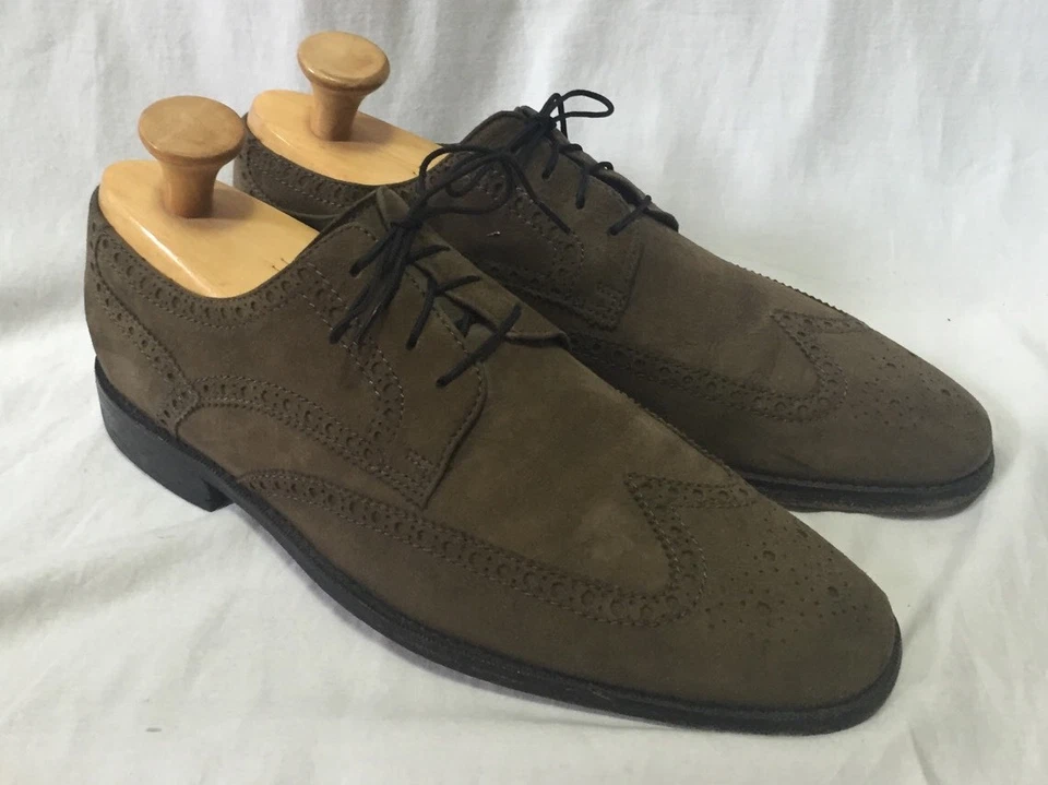 Cole Haan Suede Wingtips Oxfords Men's 11M Army Green Leather C10510 Brogue