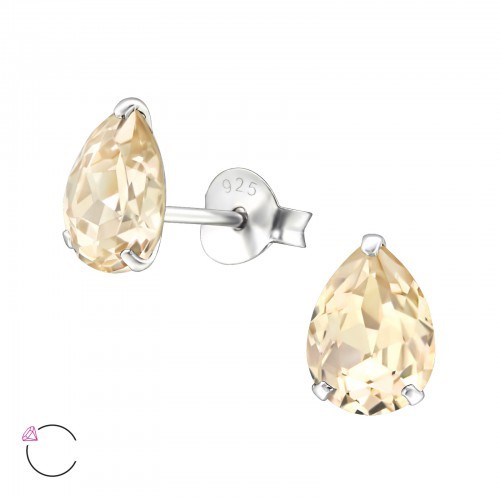 LA CRYSTALE 925 Sterling Silver Pear Stud Earrings with Crystal - Picture 16 of 36