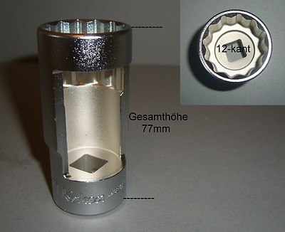 Koken Spezial Stecknuss 1/2'' offen Sw. 27 Lg.77mm 12-kant für Einspritzdüsen