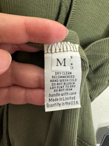 Michael Lauren Medium Revolve Ribbed Oversized Shirt Olive Green V-Neck NWT - 第 7/9 張圖片