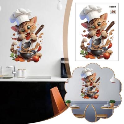 Cute Giraffe & Cat & Lucky Hippo Chef Cooking Wall Decal - Charming Animal  Z7R8